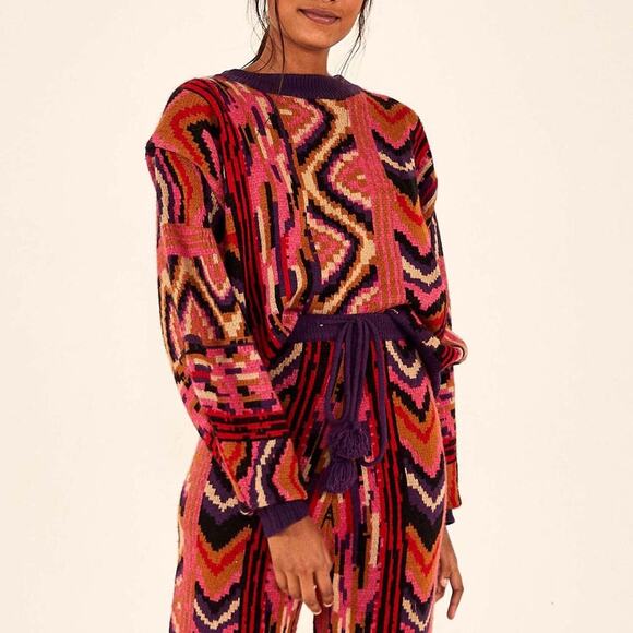 Farm Rio Striped Patchwork Sweater Size Large - Picture 7 of 14